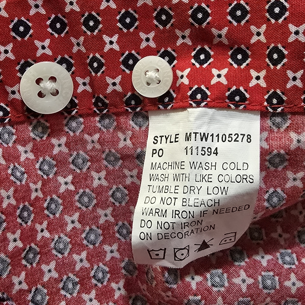 CINCH Men's Red Blue White Print Long Sleeve Button-Down Western Shirt Sz L - Picture 6 of 6